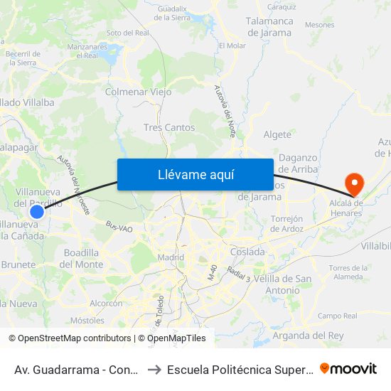 Av. Guadarrama - Concepción to Escuela Politécnica Superior - Uah map