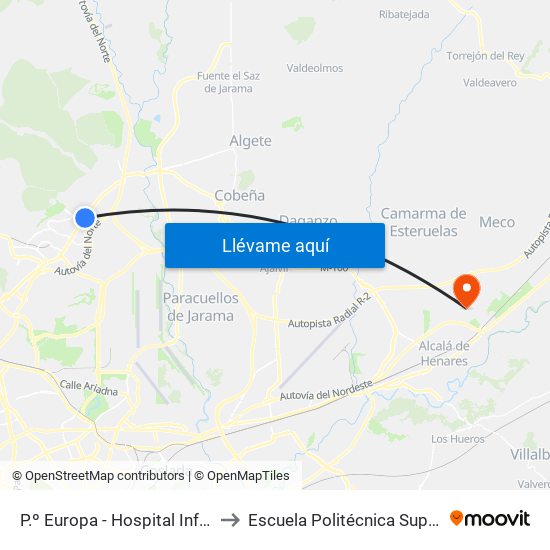 P.º Europa - Hospital Infanta Sofía to Escuela Politécnica Superior - Uah map