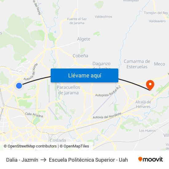 Dalia - Jazmín to Escuela Politécnica Superior - Uah map