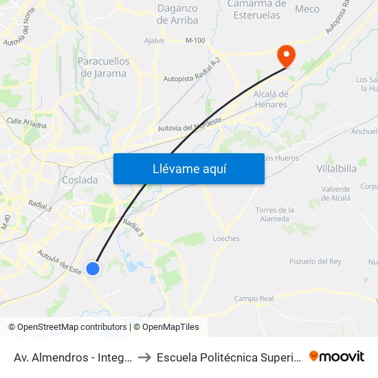 Av. Almendros - Integración to Escuela Politécnica Superior - Uah map