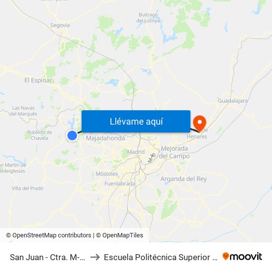 San Juan - Ctra. M-510 to Escuela Politécnica Superior - Uah map