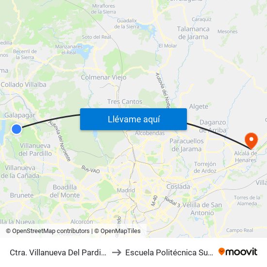 Ctra. Villanueva Del Pardillo - Instituto to Escuela Politécnica Superior - Uah map