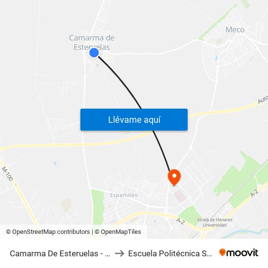 Camarma De Esteruelas - Ayuntamiento to Escuela Politécnica Superior - Uah map