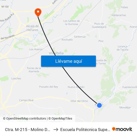 Ctra. M-215 - Molino Del Puente to Escuela Politécnica Superior - Uah map