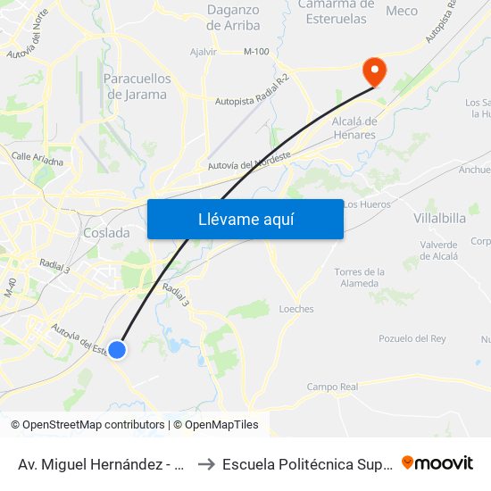 Av. Miguel Hernández - Los Astros to Escuela Politécnica Superior - Uah map