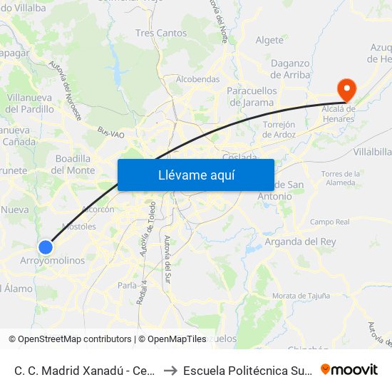 C. C. Madrid Xanadú - Centro De Ocio to Escuela Politécnica Superior - Uah map
