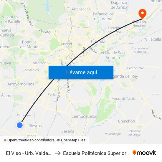 El Viso - Urb. Valdeclara to Escuela Politécnica Superior - Uah map