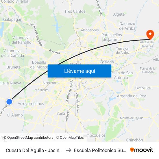 Cuesta Del Águila - Jacinto González to Escuela Politécnica Superior - Uah map