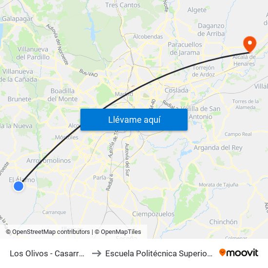 Los Olivos - Casarrubios to Escuela Politécnica Superior - Uah map