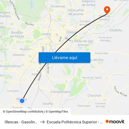 Illescas - Gasolinera to Escuela Politécnica Superior - Uah map