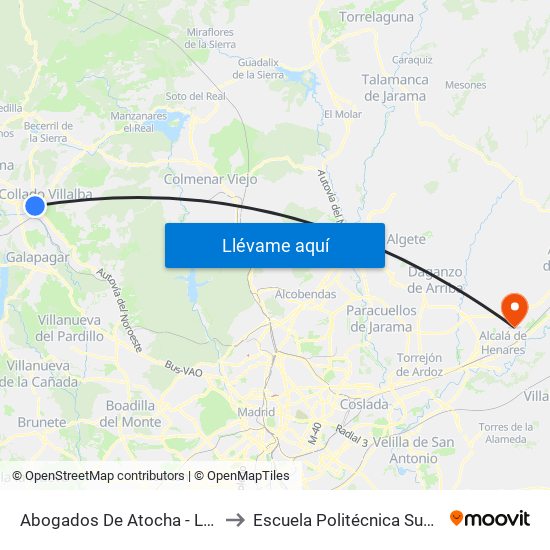 Abogados De Atocha - Las Dehesas to Escuela Politécnica Superior - Uah map