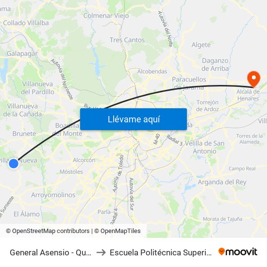 General Asensio - Quevedo to Escuela Politécnica Superior - Uah map