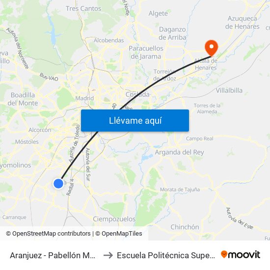 Aranjuez - Pabellón M4 El Nido to Escuela Politécnica Superior - Uah map