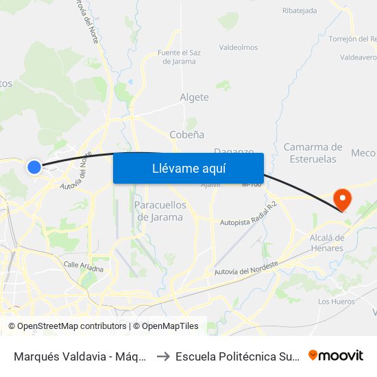 Marqués Valdavia - Máquina Del Tren to Escuela Politécnica Superior - Uah map