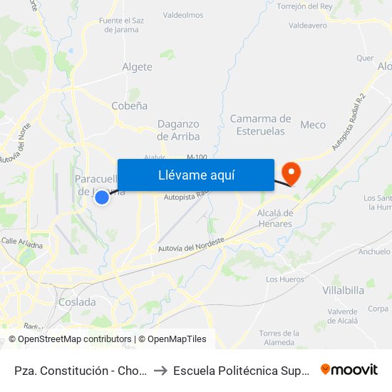 Pza. Constitución - Chorrillo Alta to Escuela Politécnica Superior - Uah map