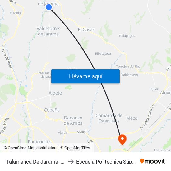 Talamanca Del Jarama - Escuelas to Escuela Politécnica Superior - Uah map