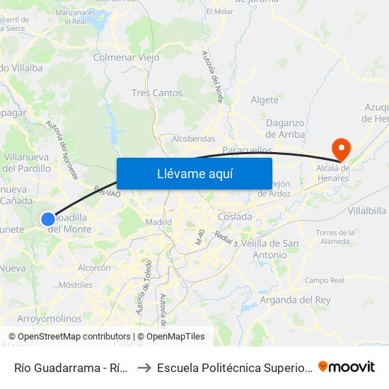 Río Guadarrama - Río Tajo to Escuela Politécnica Superior - Uah map