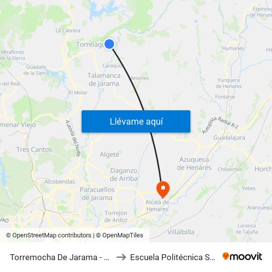 Torremocha De Jarama - Pza. Comercio to Escuela Politécnica Superior - Uah map