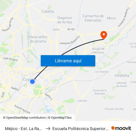 Méjico - Est. La Rambla to Escuela Politécnica Superior - Uah map