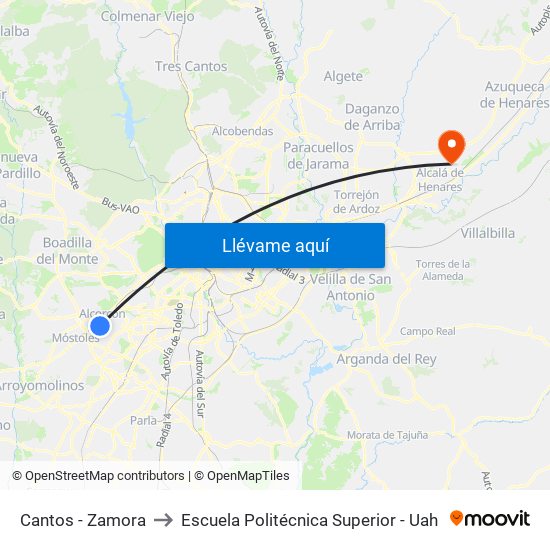 Cantos - Zamora to Escuela Politécnica Superior - Uah map