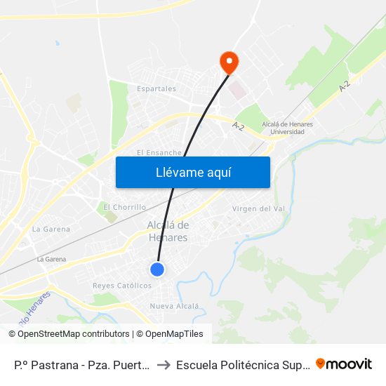 P.º Pastrana - Pza. Puerta Del Vado to Escuela Politécnica Superior - Uah map