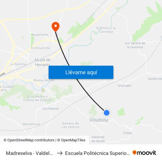Madreselva - Valdeláguila to Escuela Politécnica Superior - Uah map