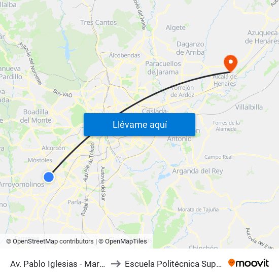 Av. Pablo Iglesias - María Moliner to Escuela Politécnica Superior - Uah map