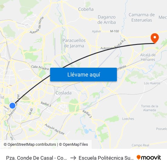 Pza. Conde De Casal - Conde De Casal to Escuela Politécnica Superior - Uah map