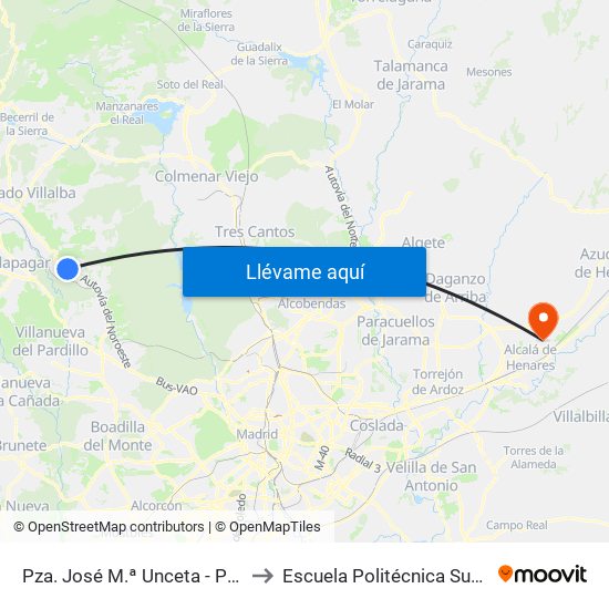 Pza. José M.ª Unceta - Polideportivo to Escuela Politécnica Superior - Uah map