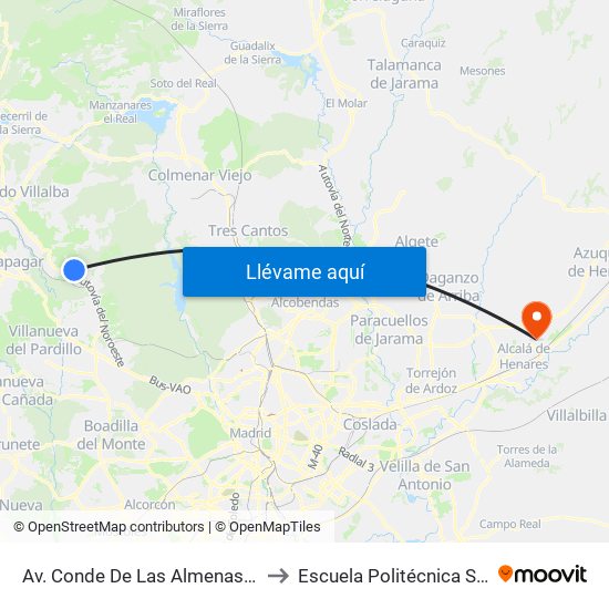 Av. Conde De Las Almenas - Arturo Pacios to Escuela Politécnica Superior - Uah map