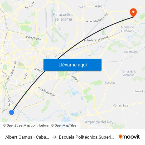 Albert Camus - Cabañeros to Escuela Politécnica Superior - Uah map
