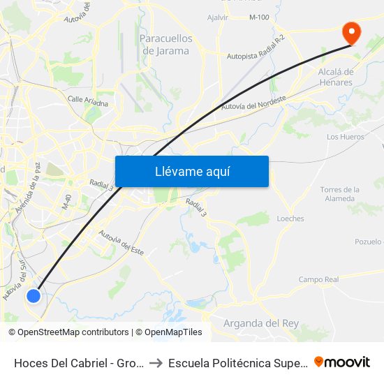 Hoces Del Cabriel - Groenlandia to Escuela Politécnica Superior - Uah map