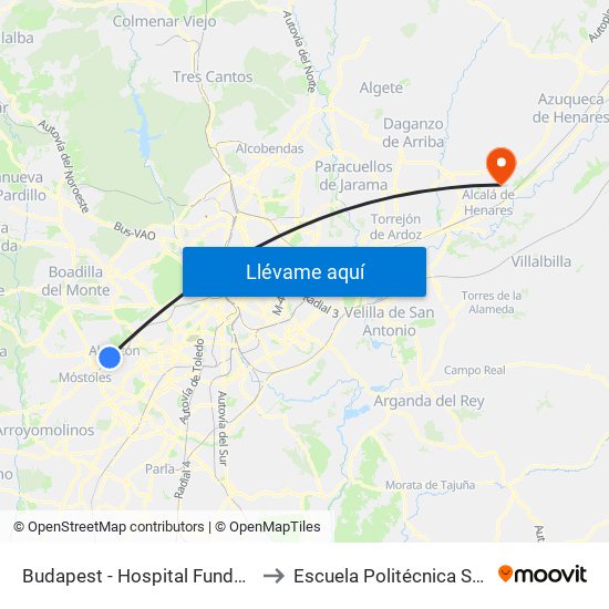Budapest - Hospital Fundación Alcorcón to Escuela Politécnica Superior - Uah map