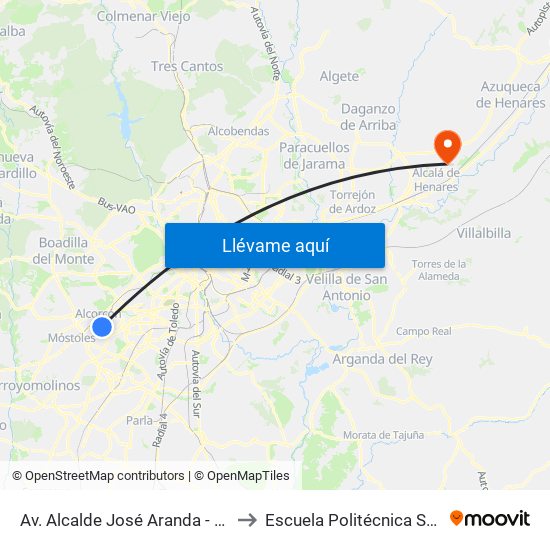 Av. Alcalde José Aranda - Av. Polvoranca to Escuela Politécnica Superior - Uah map