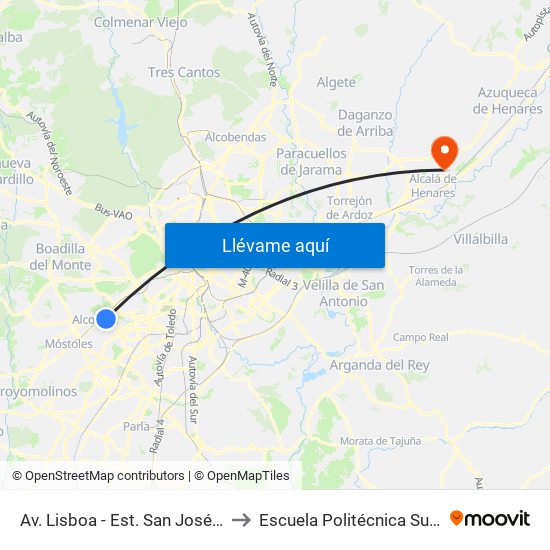 Av. Lisboa - Est. San José De Valderas to Escuela Politécnica Superior - Uah map