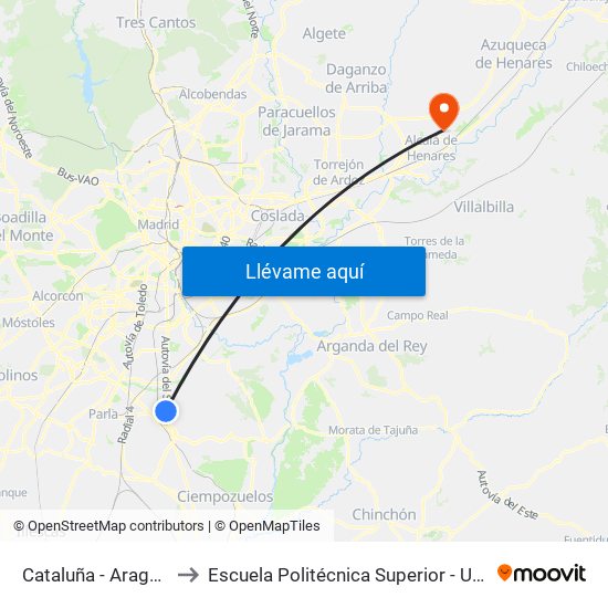 Cataluña - Aragón to Escuela Politécnica Superior - Uah map