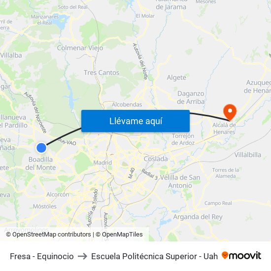 Fresa - Equinocio to Escuela Politécnica Superior - Uah map