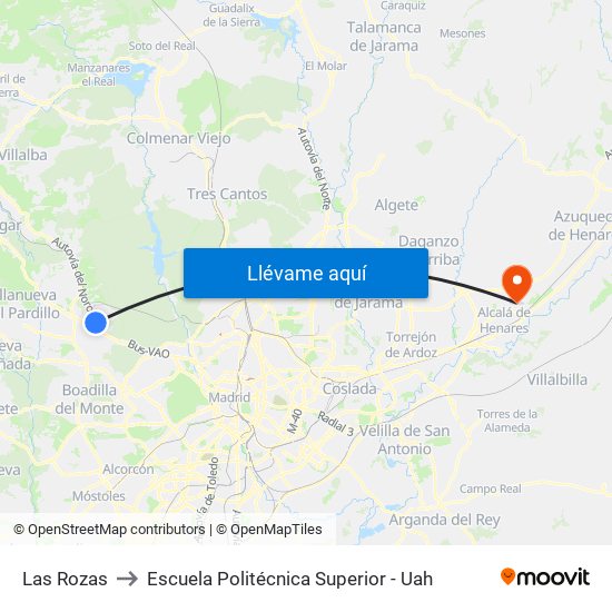 Las Rozas to Escuela Politécnica Superior - Uah map