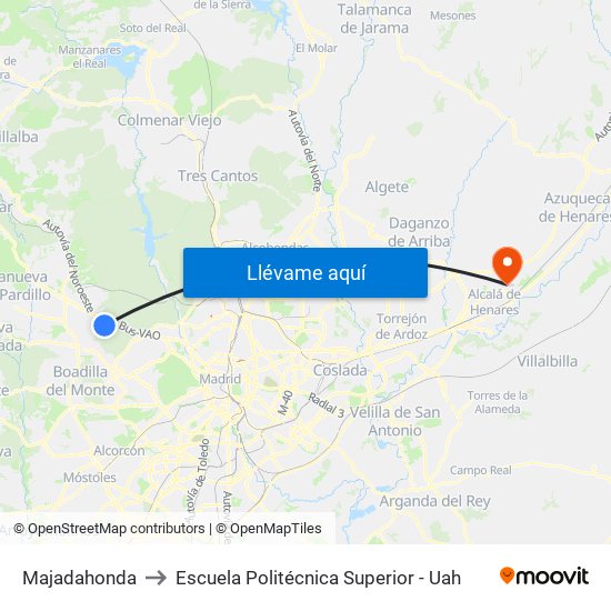 Majadahonda to Escuela Politécnica Superior - Uah map