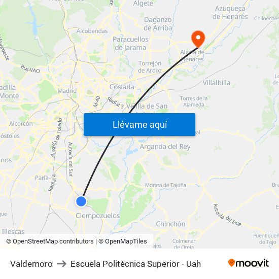 Valdemoro to Escuela Politécnica Superior - Uah map