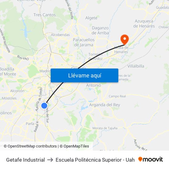 Getafe Industrial to Escuela Politécnica Superior - Uah map