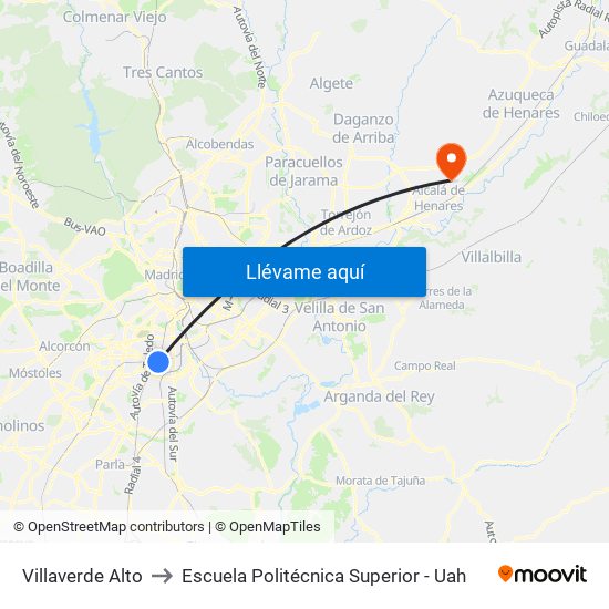 Villaverde Alto to Escuela Politécnica Superior - Uah map