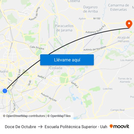 Doce De Octubre to Escuela Politécnica Superior - Uah map