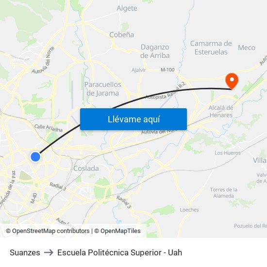 Suanzes to Escuela Politécnica Superior - Uah map