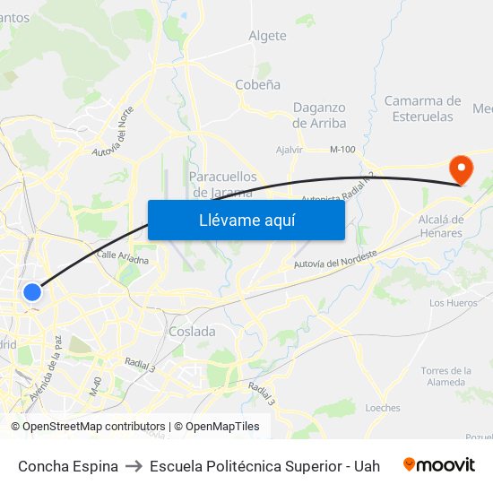 Concha Espina to Escuela Politécnica Superior - Uah map