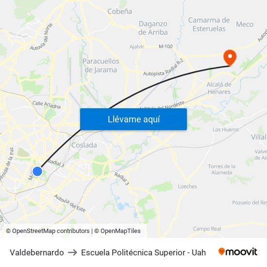Valdebernardo to Escuela Politécnica Superior - Uah map