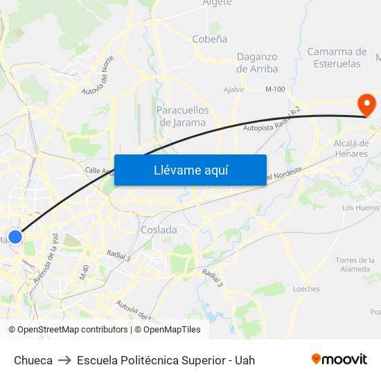 Chueca to Escuela Politécnica Superior - Uah map