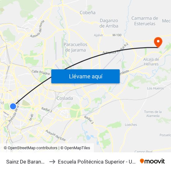 Sainz De Baranda to Escuela Politécnica Superior - Uah map