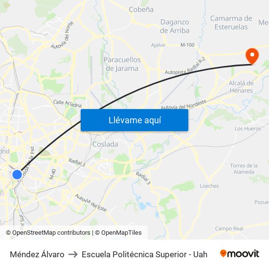 Méndez Álvaro to Escuela Politécnica Superior - Uah map