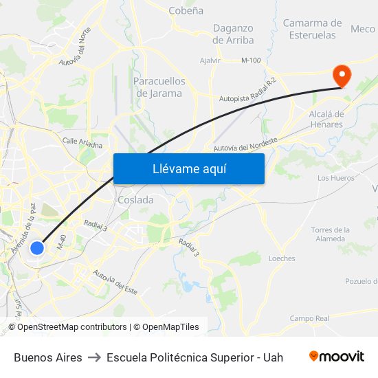 Buenos Aires to Escuela Politécnica Superior - Uah map